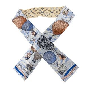 Louis Vuitton Silk Up Up and Away Mini Scarf Bandeau Hot Air Balloons Monogram